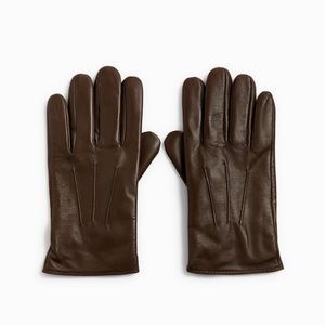 Zara leather gloves with topstitched